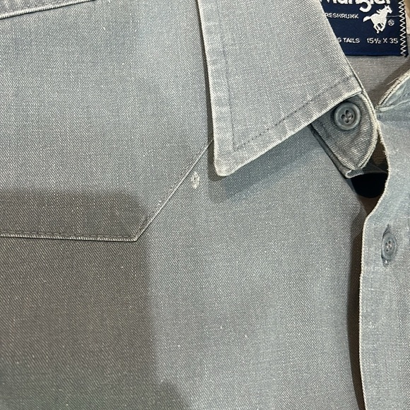 Vintage 90’s Wrangler Brushpopper Western Button Down Gray Shirt 15 1/2 x 35 - Picture 4 of 13